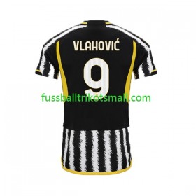 Fußballtrikots Juventus Dusan Vlahovic 9 2023-2024 Kurzarm Heimtrikotsatz kaufen